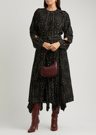 Lovebirds Printed Silk Crepe-de-chine Midi Dress Black