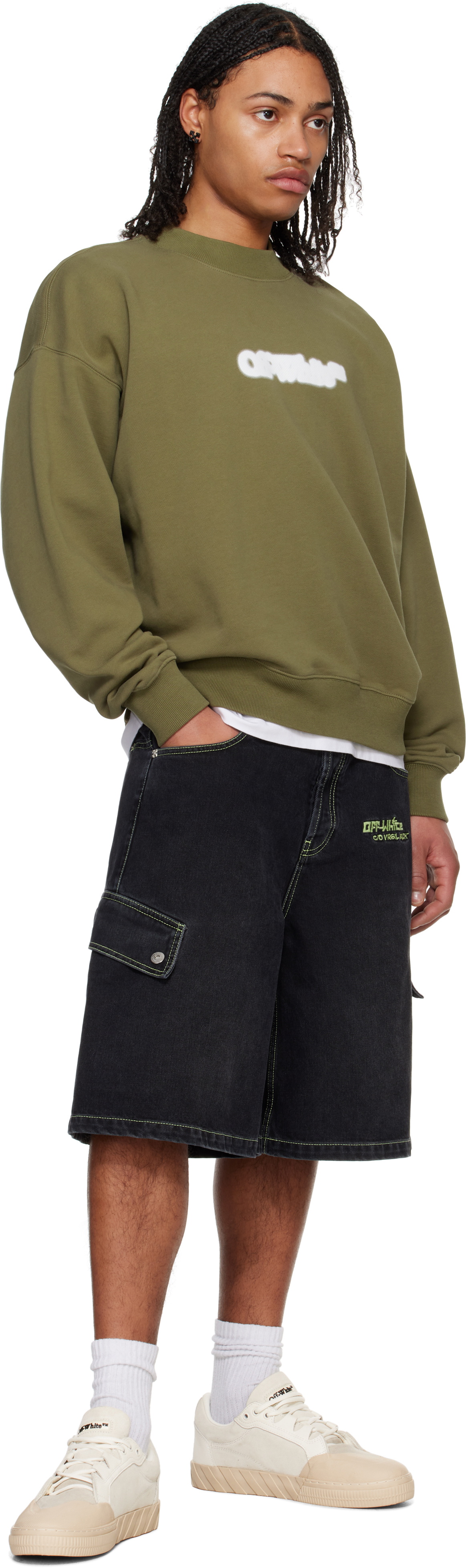 Off-White Black Safari Cargo Denim Shorts