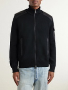 Moncler - Panelled Virgin Wool Zip-Up Cardigan - Black