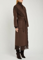 Simkhai Carrie Fringed Wool-blend Coat Chocolate