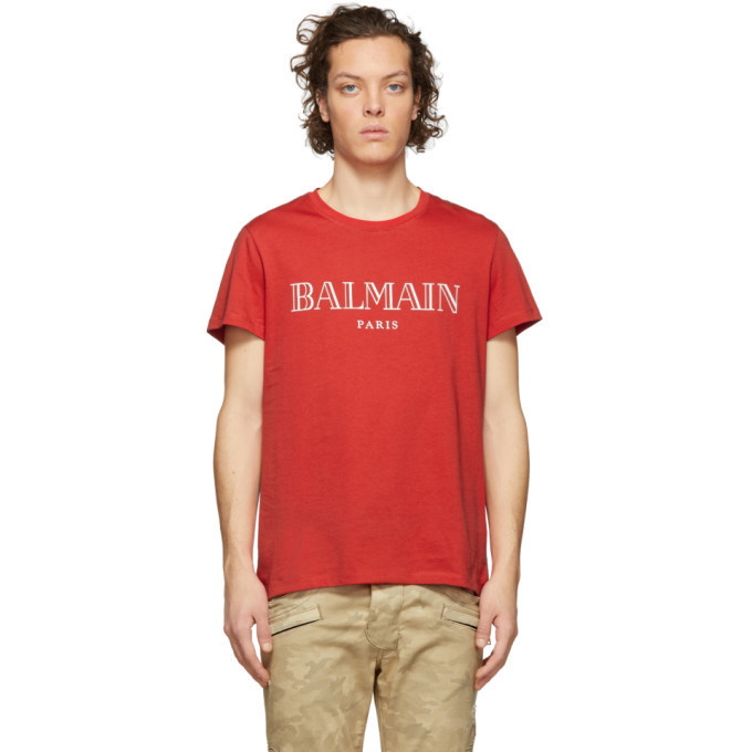 Photo: Balmain Red Logo T-Shirt