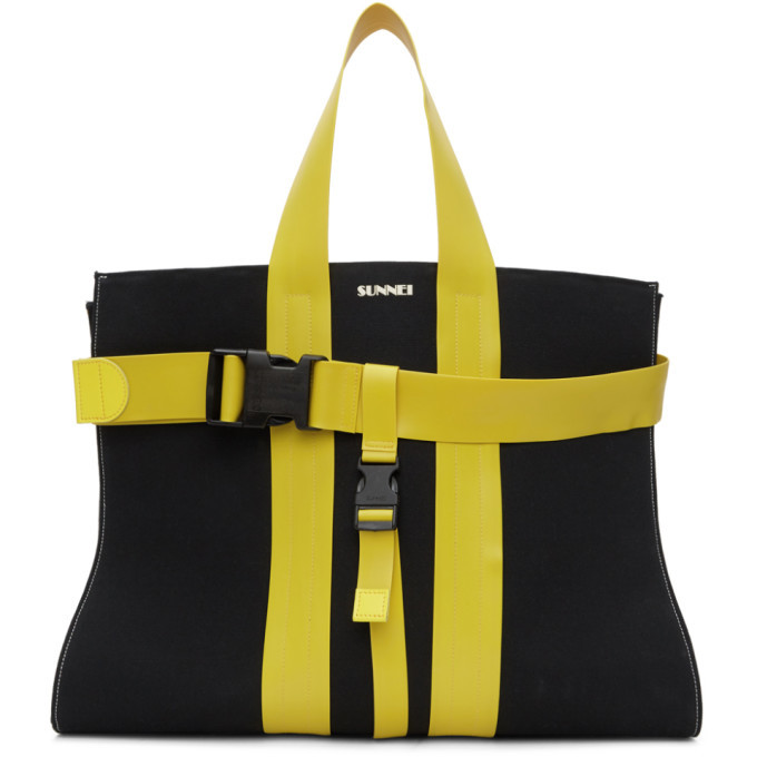 Sunnei Black and Yellow Parallelpipedo Tote Sunnei