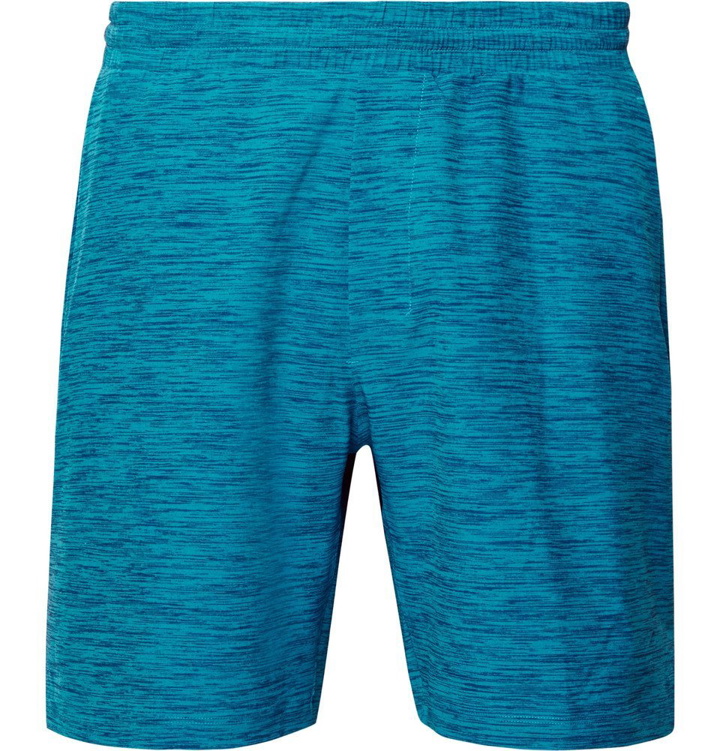 Photo: Lululemon - Channel Cross Slim-Fit Mid-Length Mélange Swim Shorts - Blue