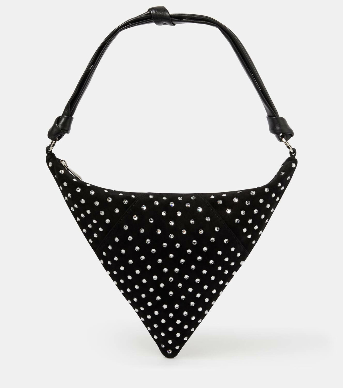 Amina Muaddi Cameron embellished suede shoulder bag