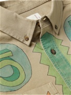 Emotionally Unavailable - Stefan Meier Button-Down Collar Printed Cotton-Blend Jacket - Green