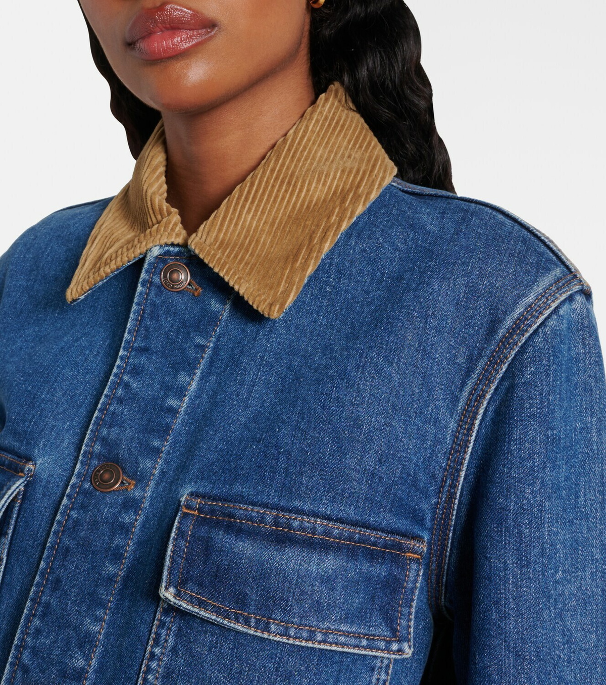 Loro Piana Corduroy-trimmed denim jacket