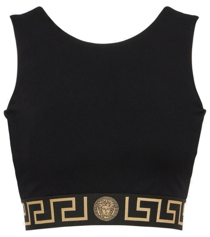 Photo: Versace Greca Border cropped tank top