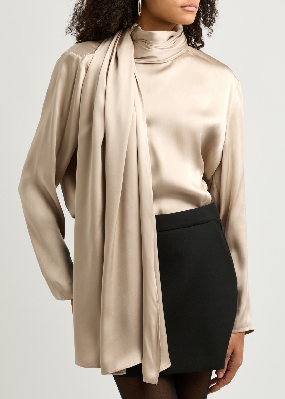 Magda Butrym Cape-effect Silk Blouse Beige