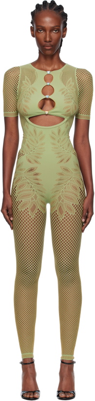 Photo: Poster Girl Green Dinero Leaves Cut Out Playsuit Jumpsuit