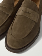 Officine Creative - Opera Suede Penny Loafers - Green