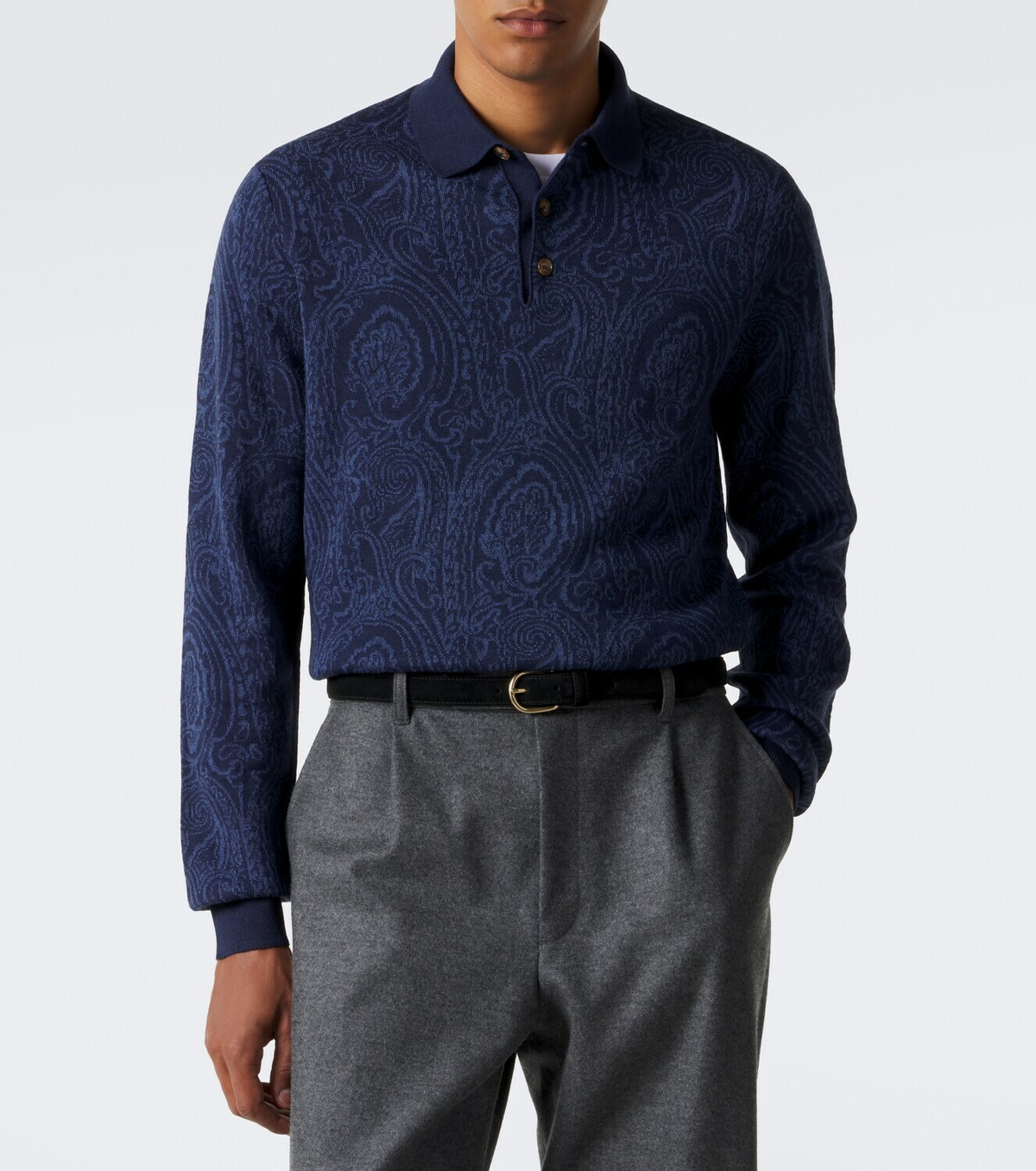 Etro Paisley wool-blend polo sweater