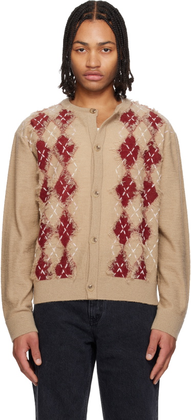 Photo: Solid Homme Beige Argyle Roundneck Cardigan