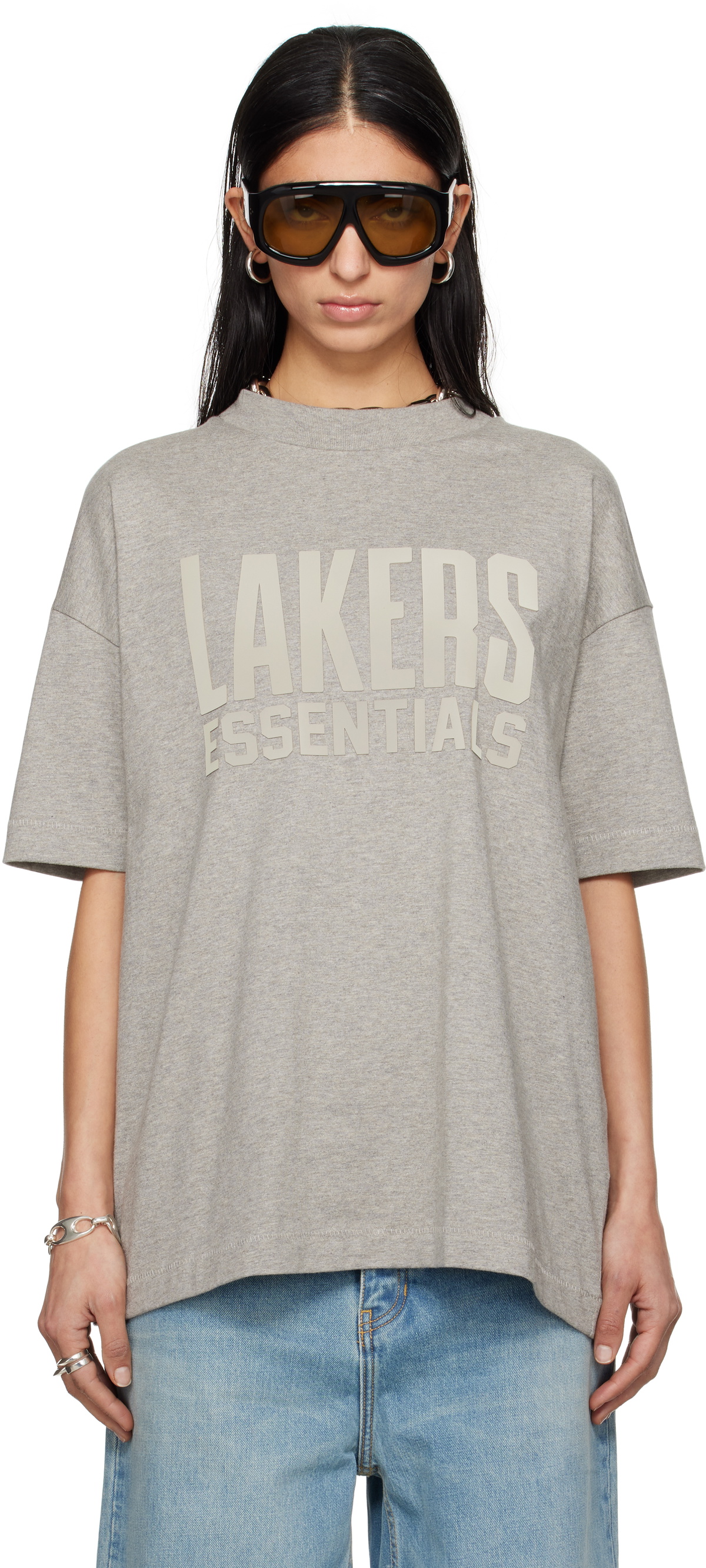 Fear of God ESSENTIALS Gray NBA Lakers Short Sleeve T-shirt