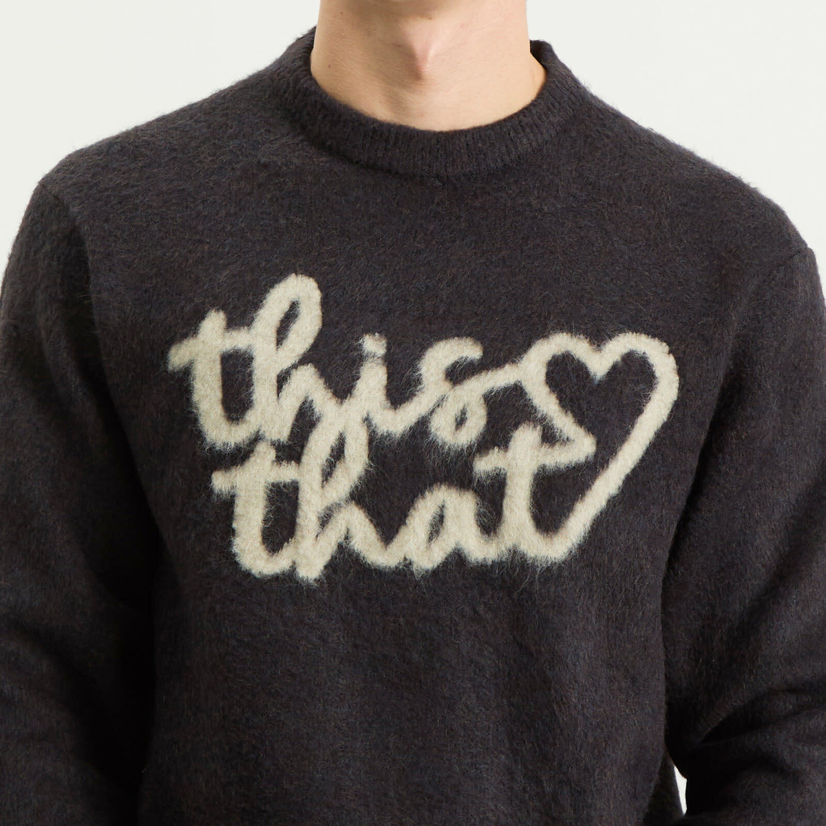 thisisneverthat Men's Heart Logo Knit Jumper in Dark Navy