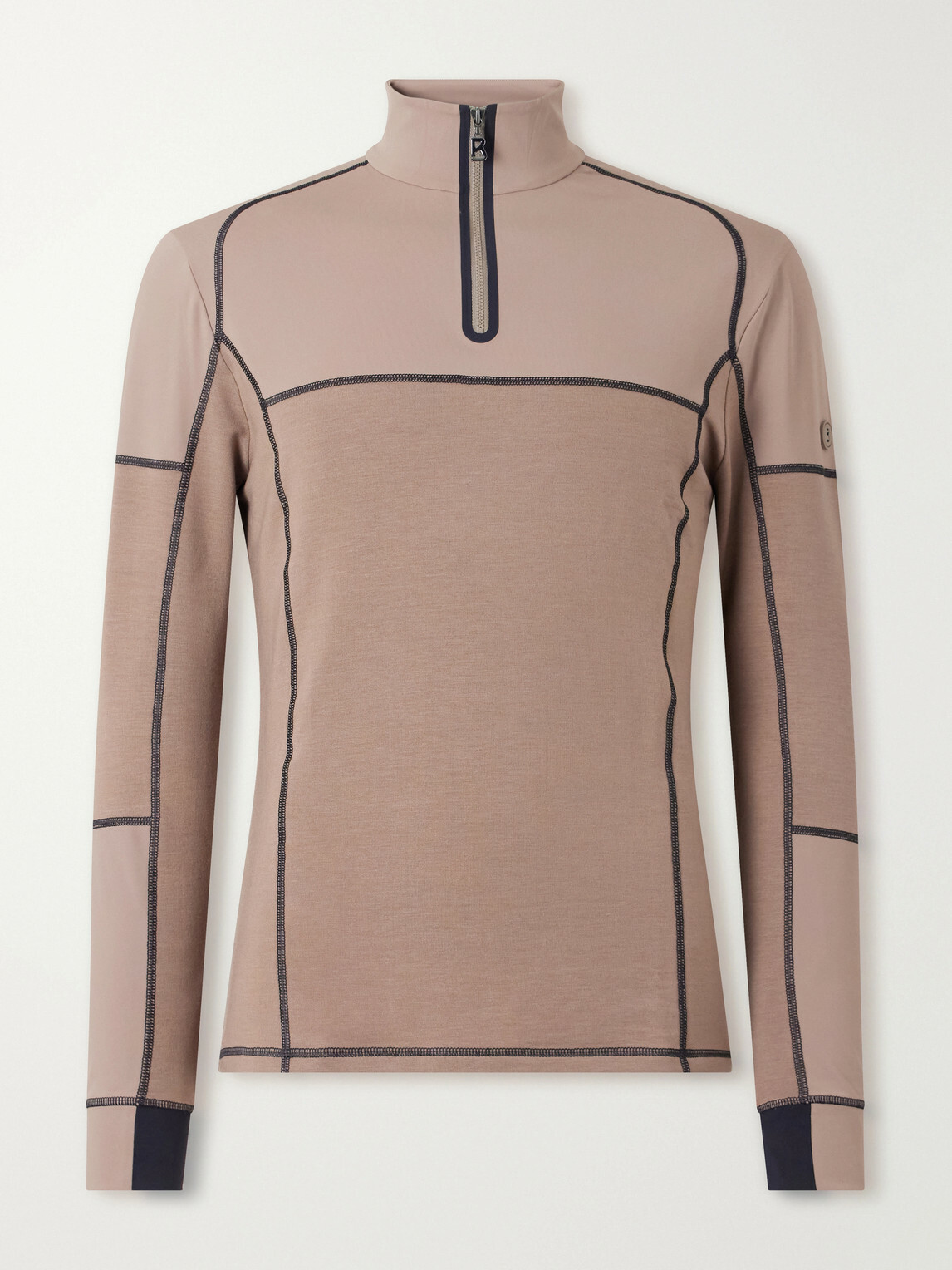 BOGNER - Marino Panelled Stretch-Jersey Half-Zip Ski Mid-Layer - Brown