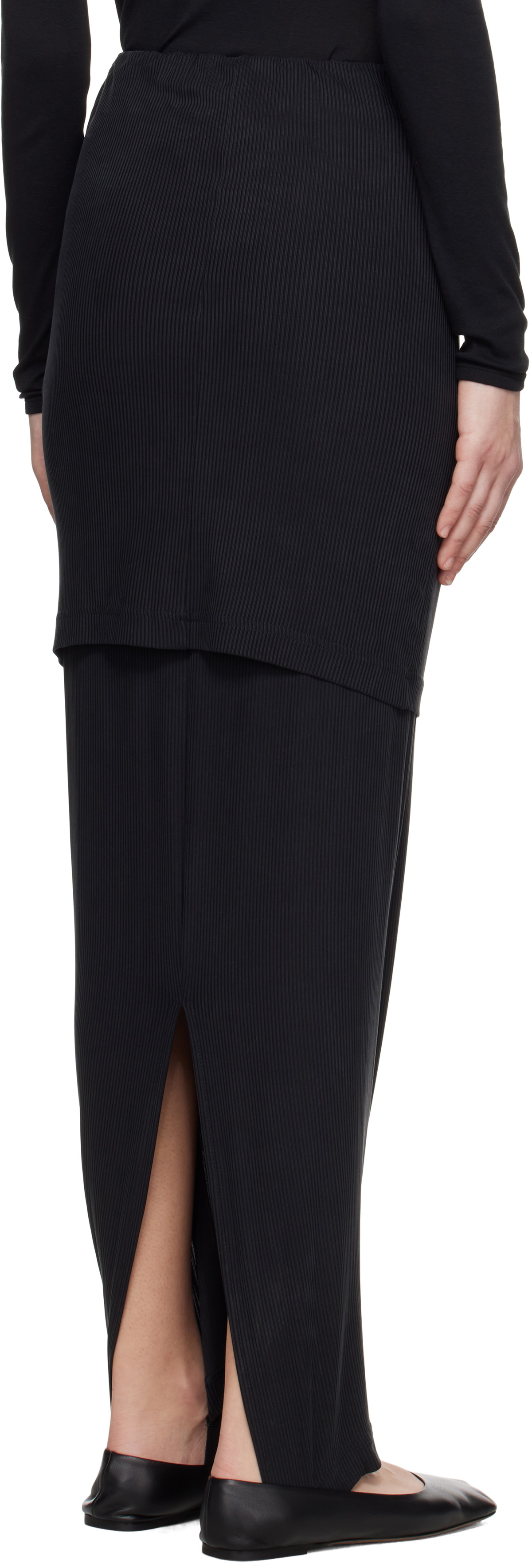 ALAINPAUL Black Fuseau Warm-Up Maxi Skirt