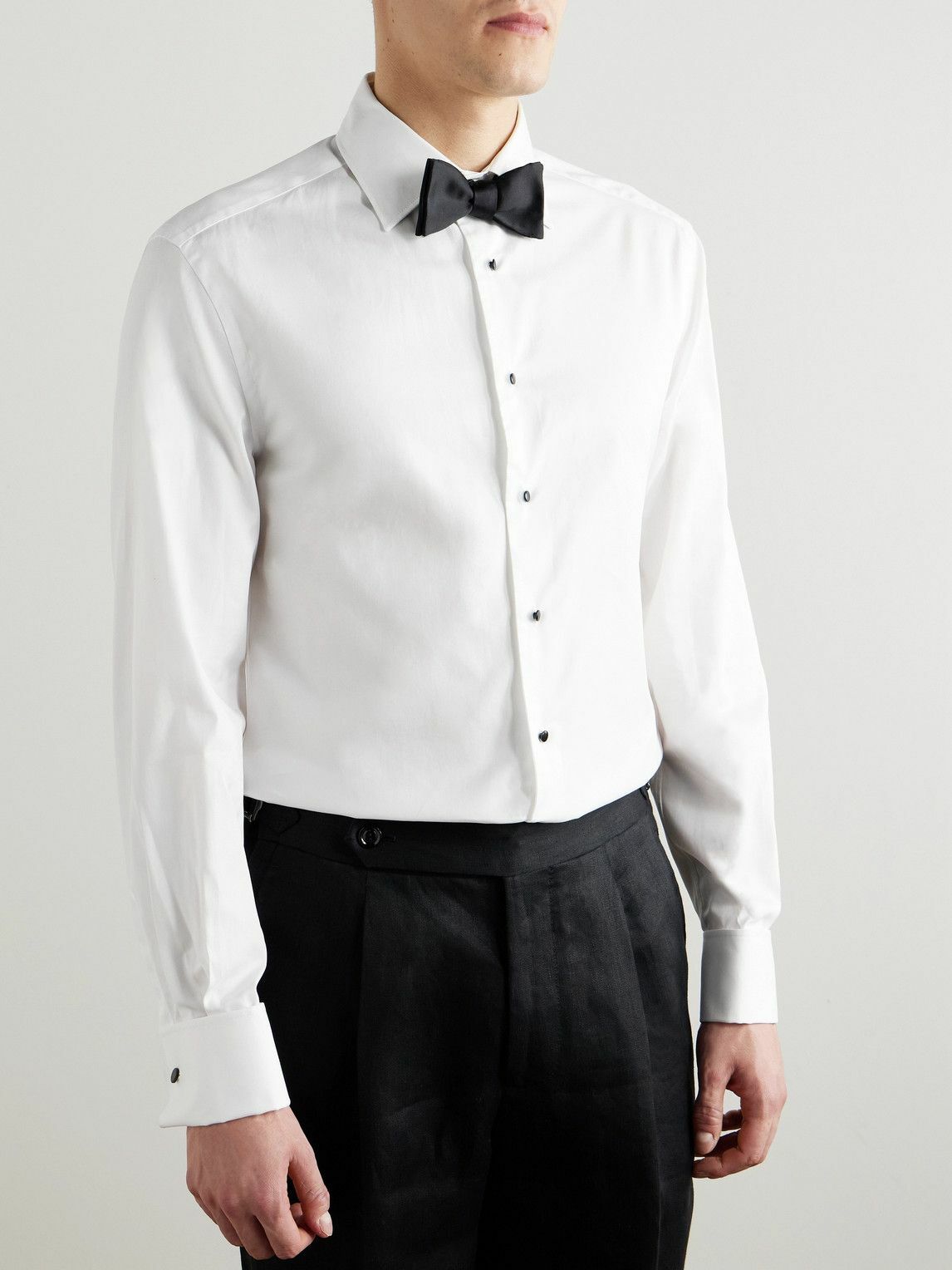 Brunello Cucinelli - Cutaway-Collar Double-Cuff Cotton-Twill Shirt - White
