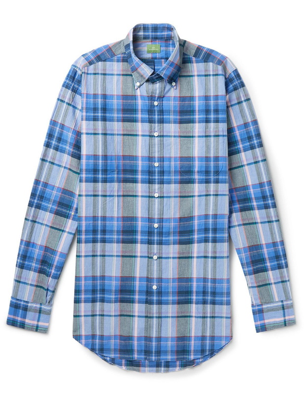 Photo: Sid Mashburn - Button-Down Collar Checked Cotton Shirt - Blue