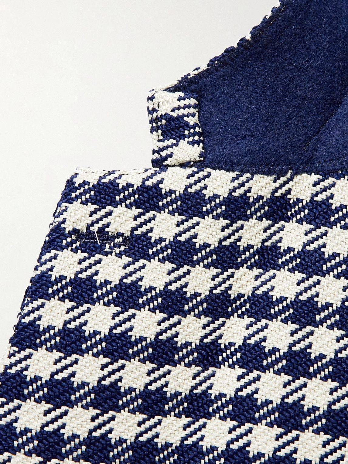 MP Massimo Piombo - Andy Slim-Fit Unstructured Houndstooth Cotton-Blend Jacquard Blazer - Blue