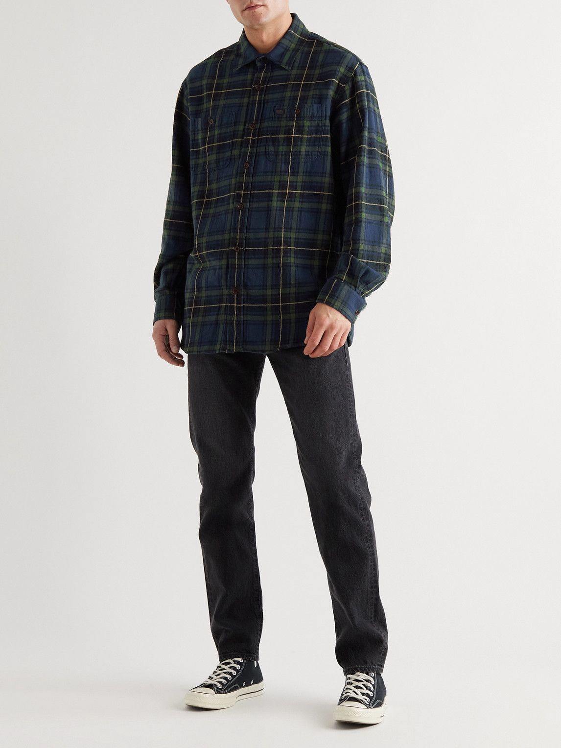 Nudie Jeans - Filip Checked Cotton-Flannel Shirt - Blue Nudie Jeans Co