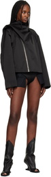 Rick Owens Black Temple Cropped Scarf Flight Jacket