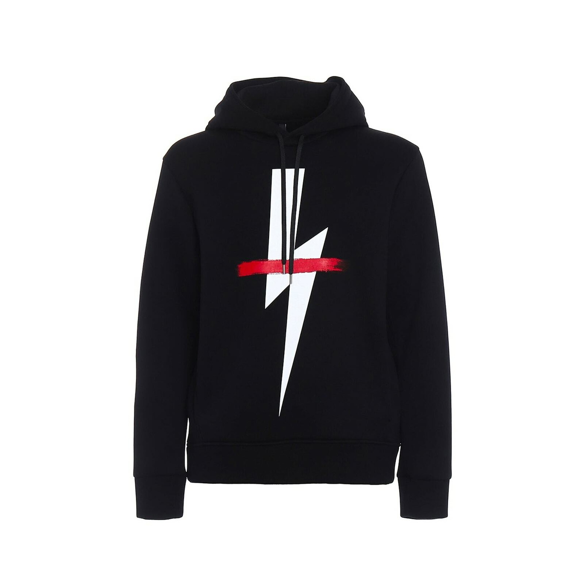 NEIL BARRETT｜SWEATSHIRTS (airisle Thunderbolt / Easy Sw Neil Barrett Black Neoprene Fairisle Thunderbolt Hoodie Neil