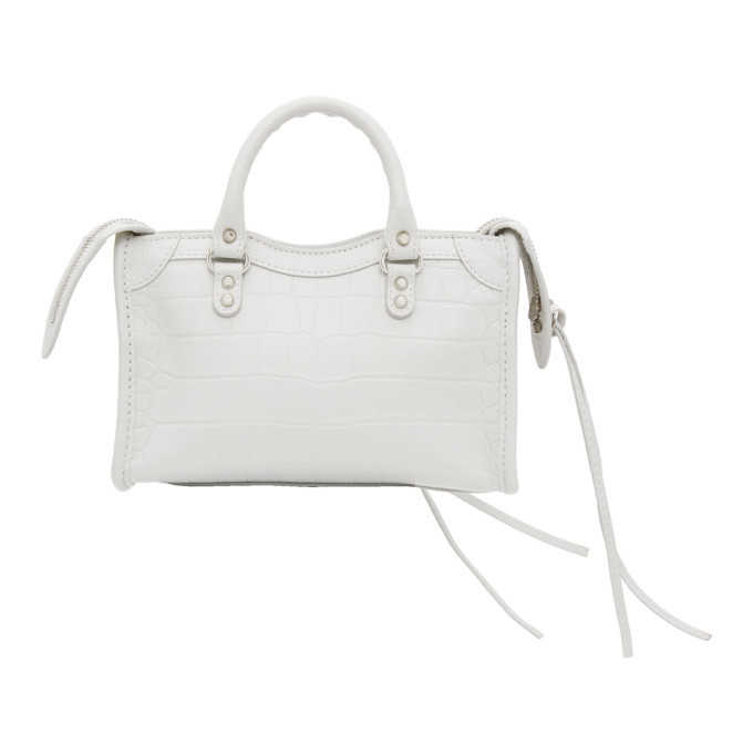 MOCK CROC MINI CITY BAG - white