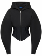 MUGLER - Fitted Cotton Crop Zip Hoodie