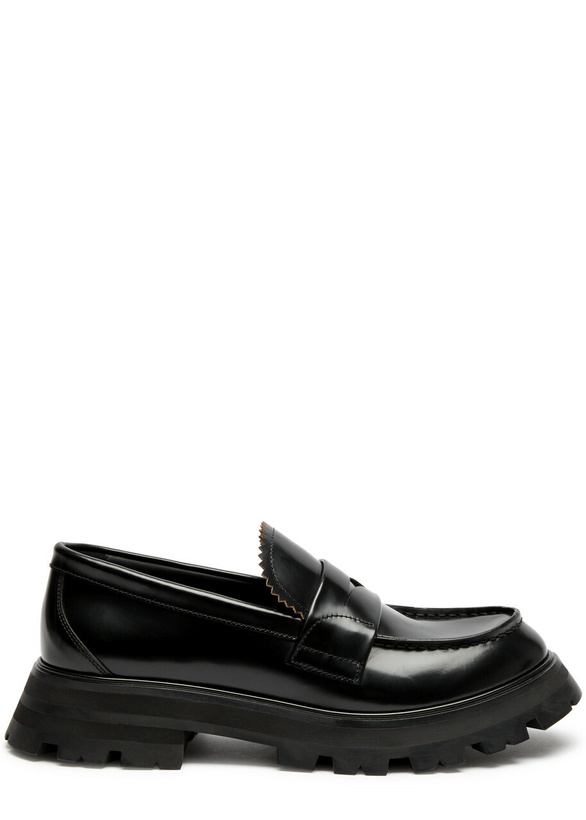 Photo: Alexander Mcqueen Wander Glossed Leather Penny Loafers Black