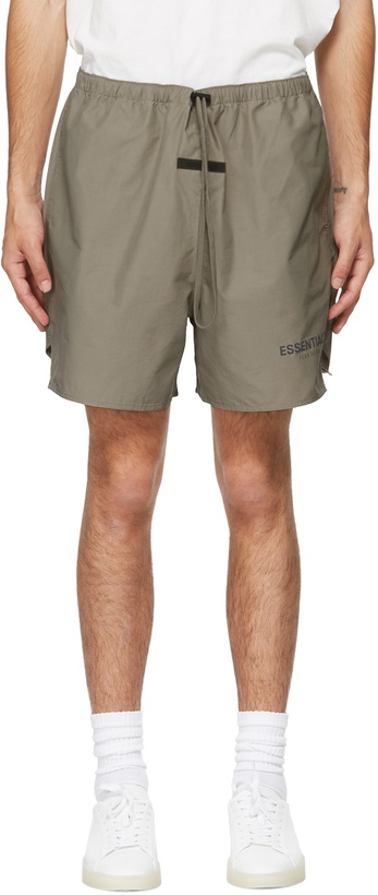 Photo: Fear of God ESSENTIALS Taupe Volley Shorts