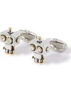 Paul Smith - Logo-Engraved Silver and Gold-Tone Crystal Cufflinks