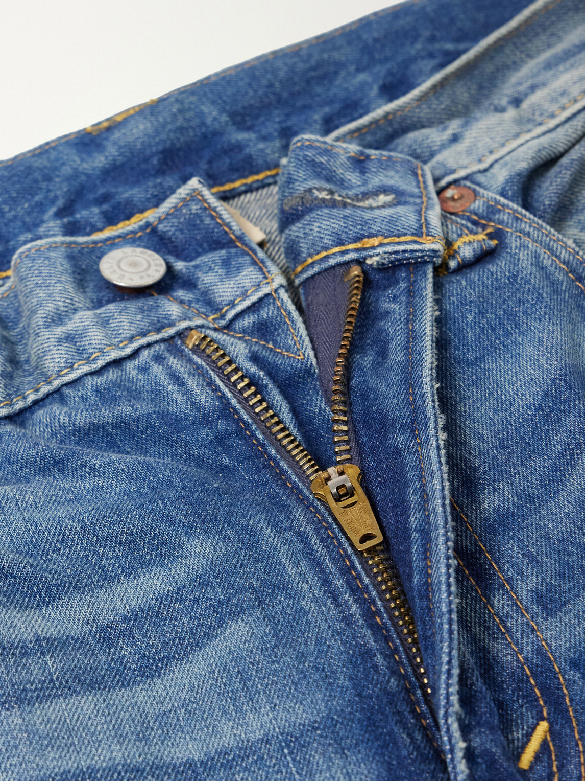 RRL - Distressed Slim-Fit Jeans - Blue