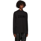 Fear of God Ermenegildo Zegna Black Oversized Logo Long Sleeve T-Shirt