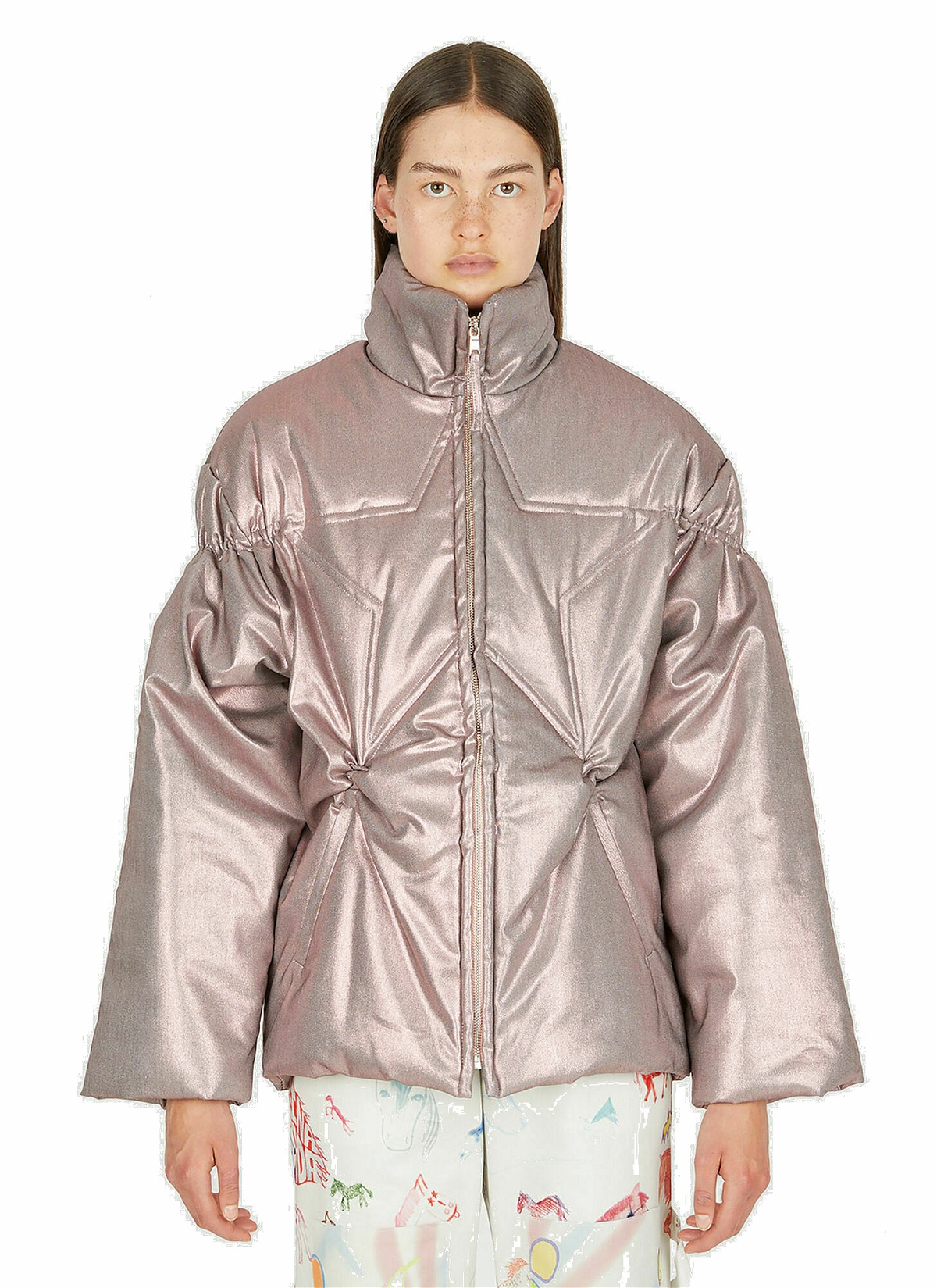 Photo: Star Metallic Puffer Jacket in Pink