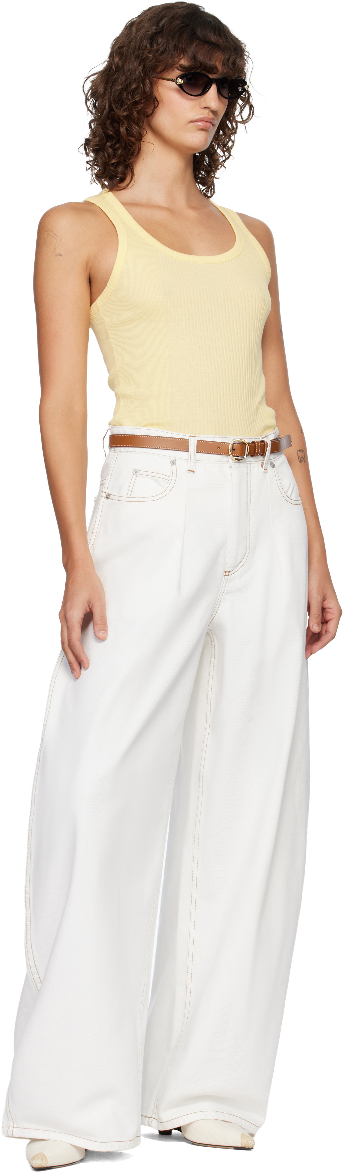 JACQUEMUS Yellow 'The Rond Carré' Tank Top