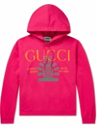 GUCCI - Logo-Print Cotton-Jersey Hoodie - Red