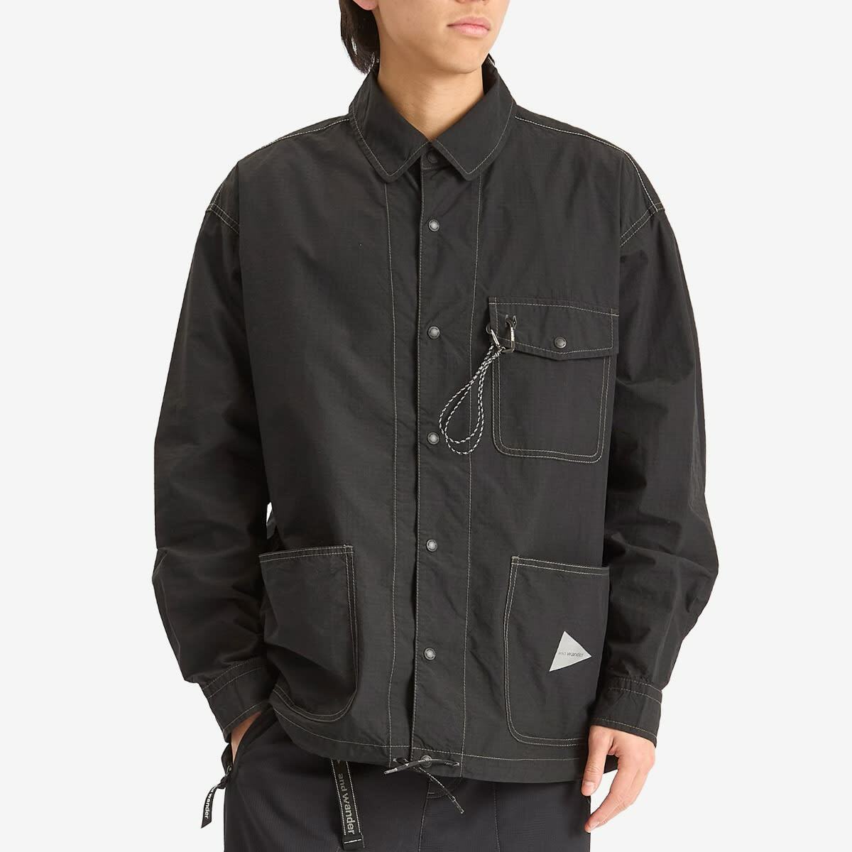 and wander Men's Cordura Cotton Ripstop Shirt Jacket in Black