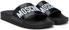 Moschino Black Rubber Logo Pool Slides