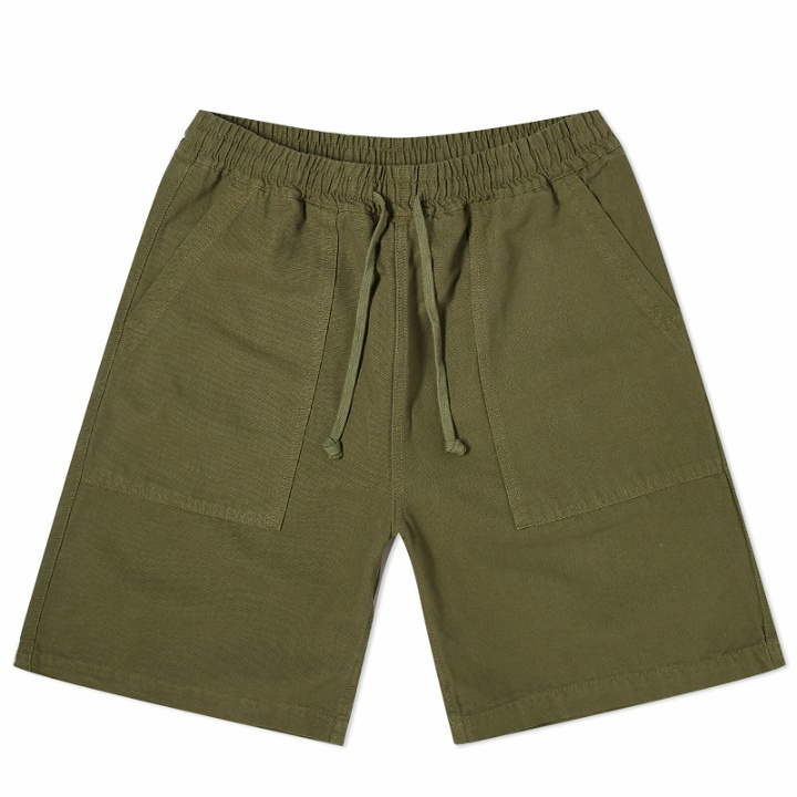 Photo: Service Works Men's Classic Canvas Chef Shorts in Olive