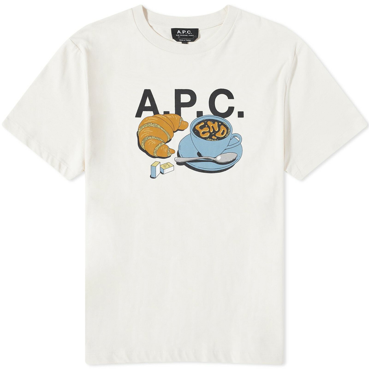 END. x A.P.C. Men's 'Coffee Club' Cedric T-Shirt in Off White A.P.C.