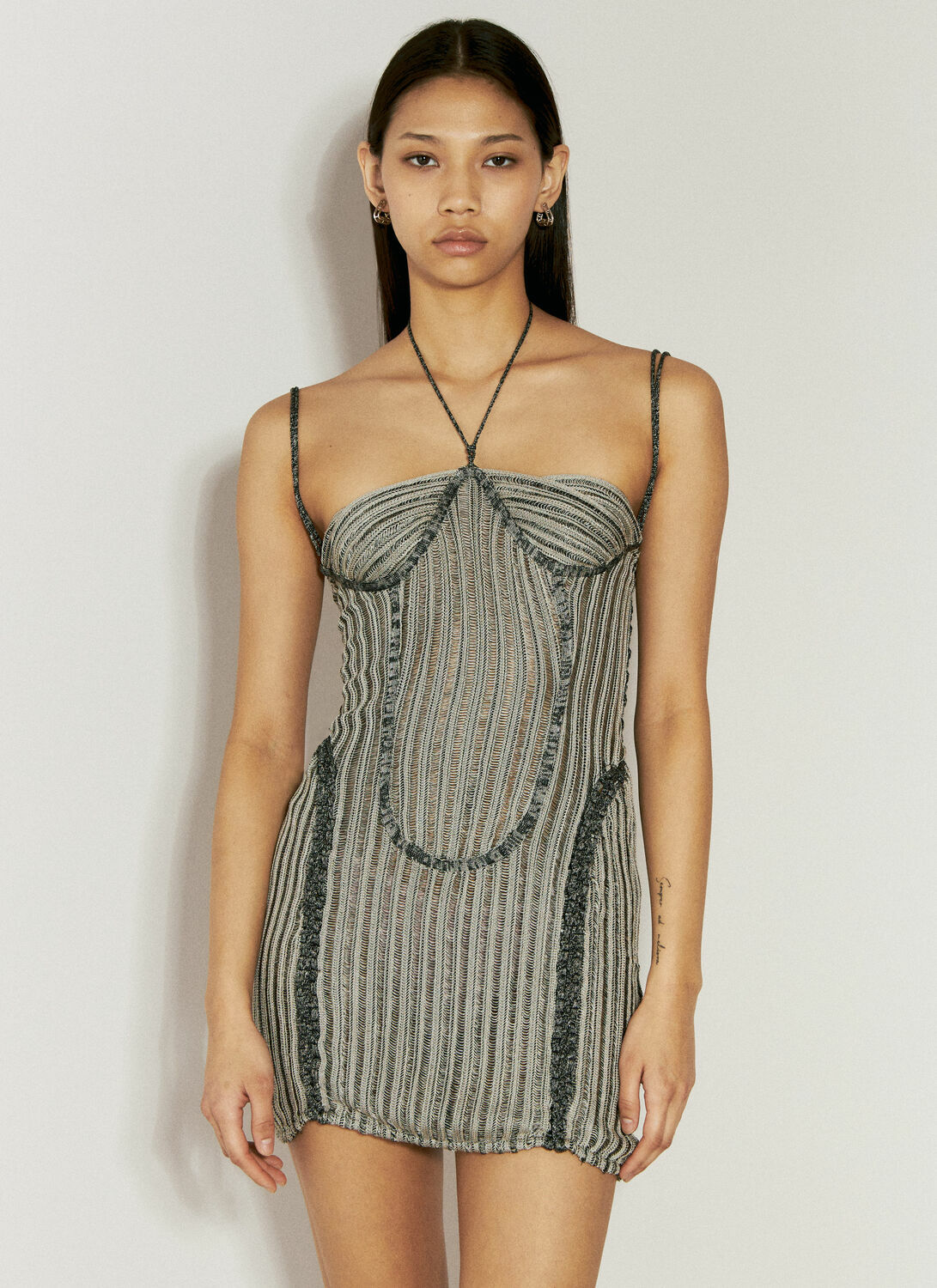 Isa Boulder Petal Open-Knit Mini Dress