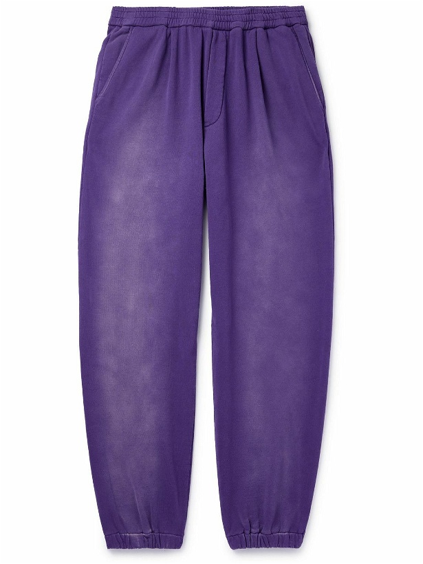 Photo: Barena - Tapered Garment-Dyed Cotton-Jersey Sweatpants - Purple