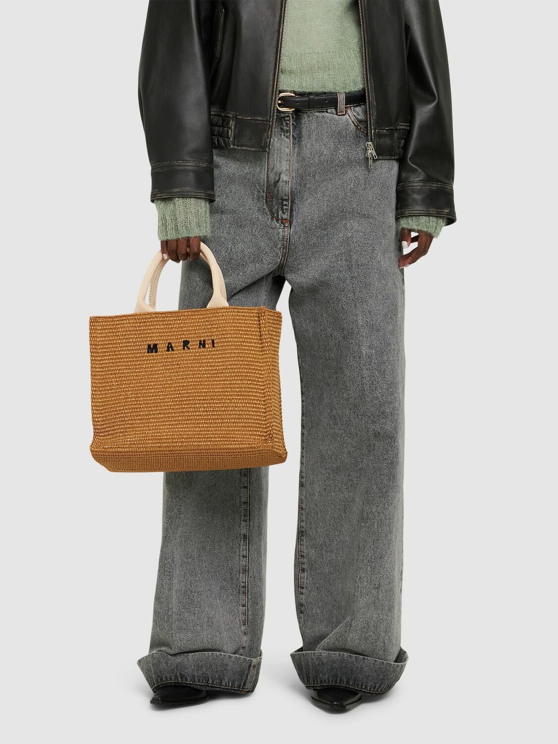 MARNI - Small Logo Raffia Effect Tote Bag Marni