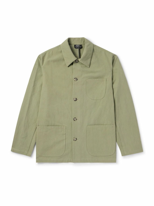 Photo: A.P.C. - Lazare Cotton and Linen-Blend Overshirt - Green
