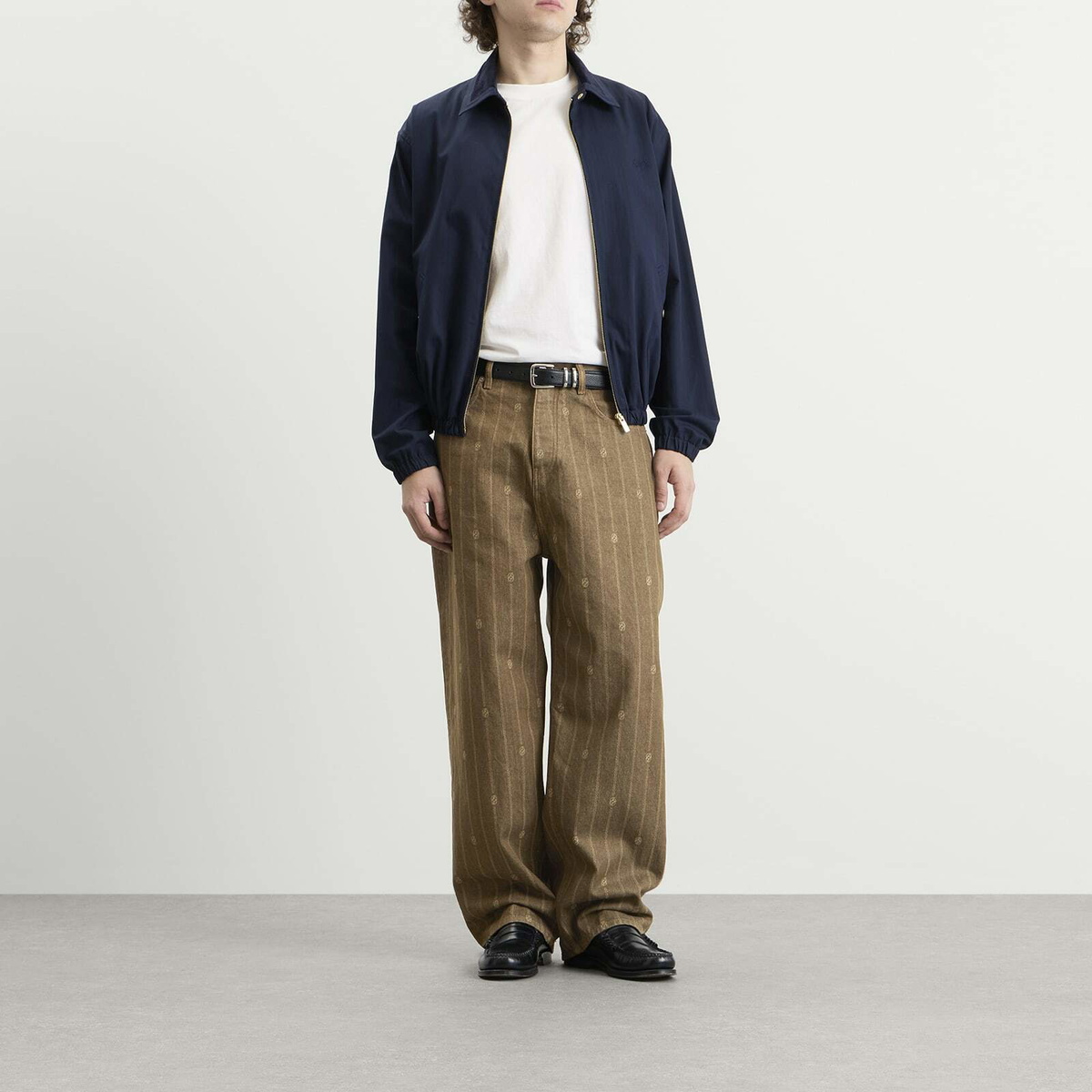 Drôle de Monsieur Men's Monogram Baggy Jeans in Brown