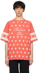 Balmain Red Signature Stars T-Shirt