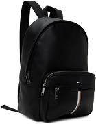 BOSS Black Faux-Leather Signature Stripe Backpack