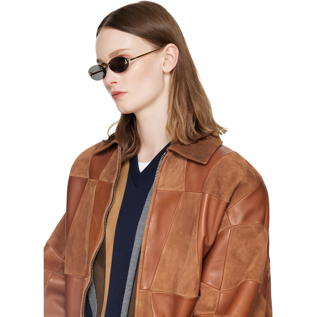 Fendi Gold 'Fendi First' Crystal Sunglasses