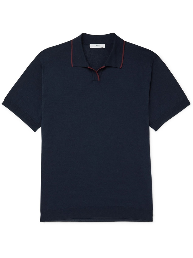 Photo: MR P. - Contrast-Tipped Cotton Golf Polo Shirt - Blue - M