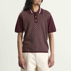 Drôle de Monsieur Men's Jacquard Polo Shirt in Dark Red